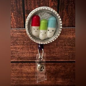 Happy pill funny badge reel- pharmacists, pharmacy technicians, nurses, doctors